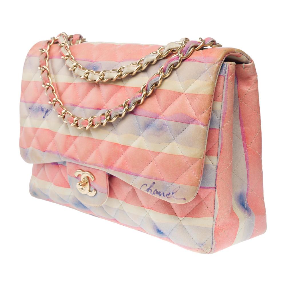 CHANEL Rare Timeless Jumbo Flap Bag Watercolor Print quilted lambskin, MGHW - Picture 5 of 12